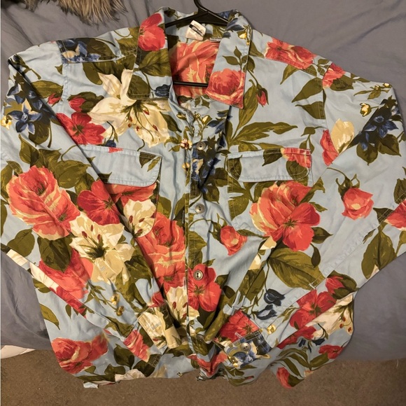 Roaman’s Floral Longsleeve Button Up Shirt Size 1X RN88842 NWOT Pockets - Picture 16 of 16